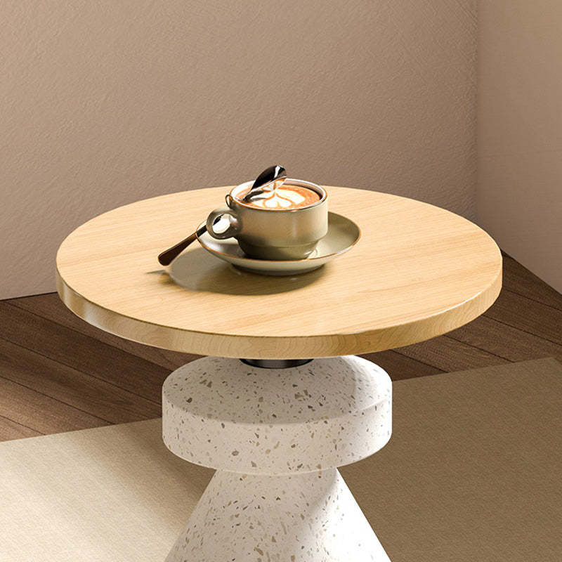 Minimalist Tapered Wood Marble Coffee Table