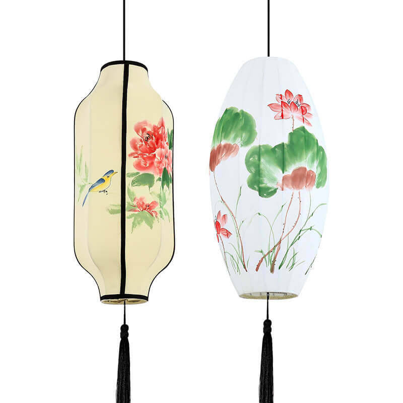 Oriental Handmade Oval Lantern Fabric Pendant
