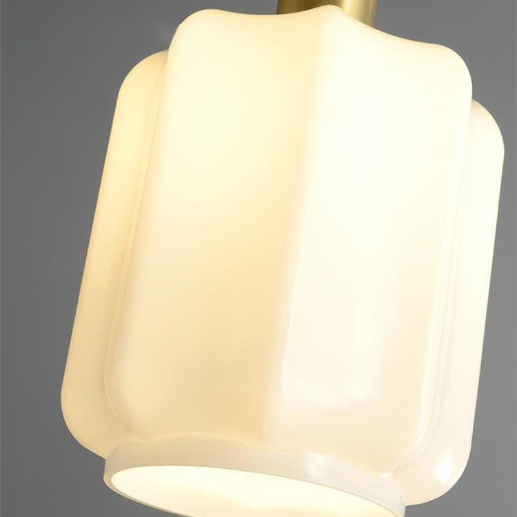 Vintage Cylindrical Brass Glass Pendant Light