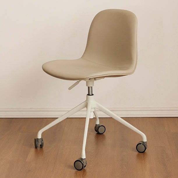 Nordic Ergonomic Microfiber Leather Lift Desk Chair — With Roller / Light Gray Seat + Black Legs