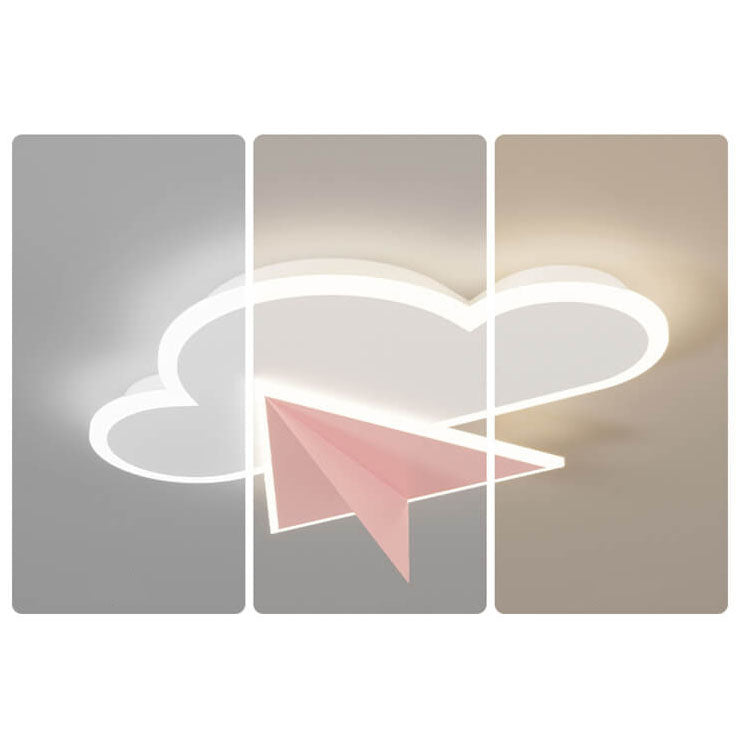 Cartoon Cloud Airplane LED Kids Flush Mount Light
