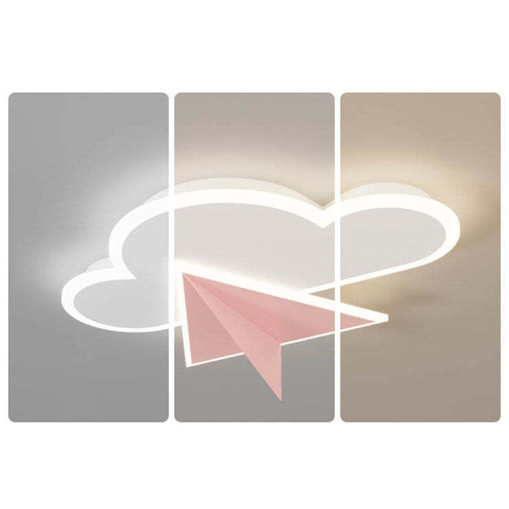 Cartoon Cloud Airplane LED Kids Flush Mount Light