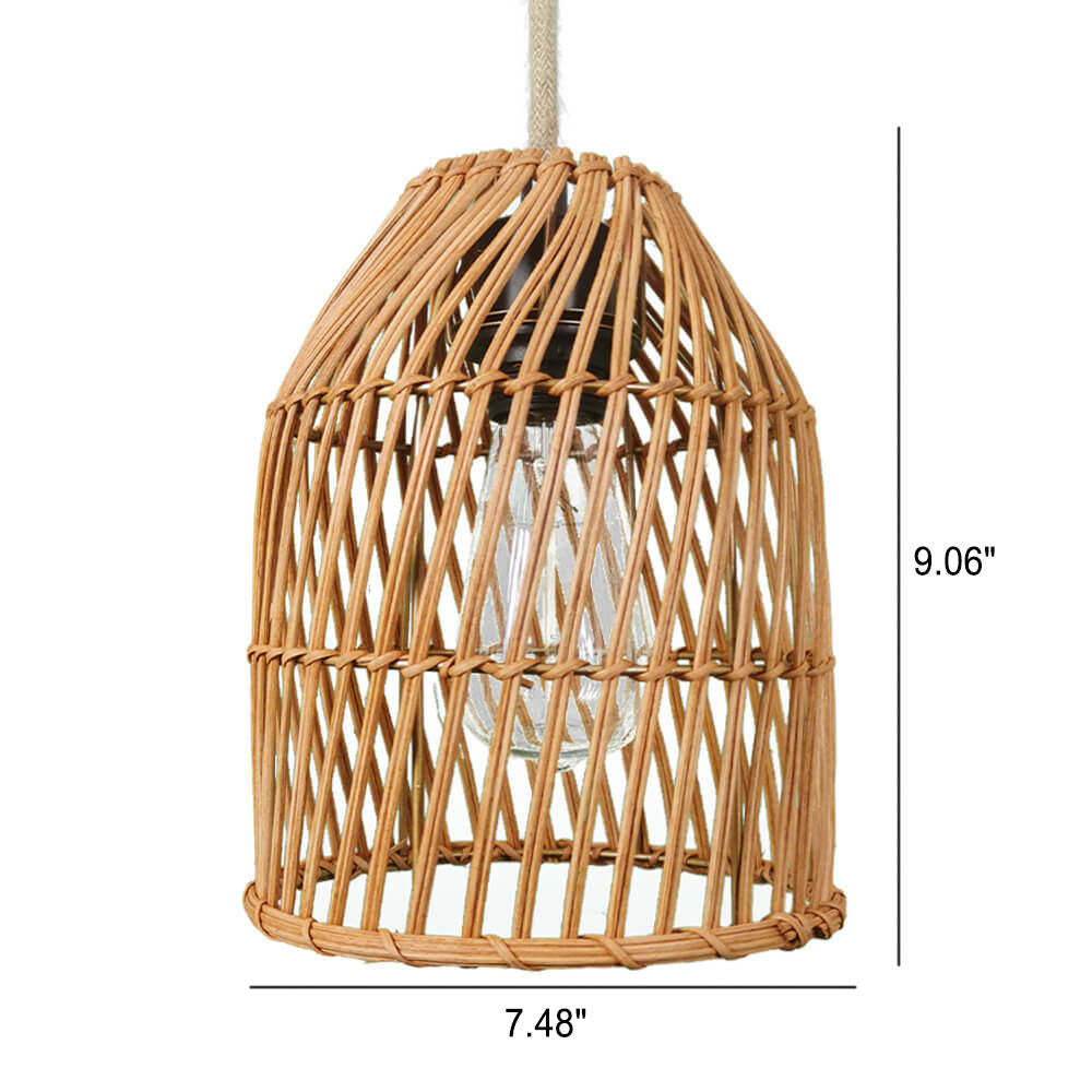 Vintage Rattan Dome Column Pendant Light