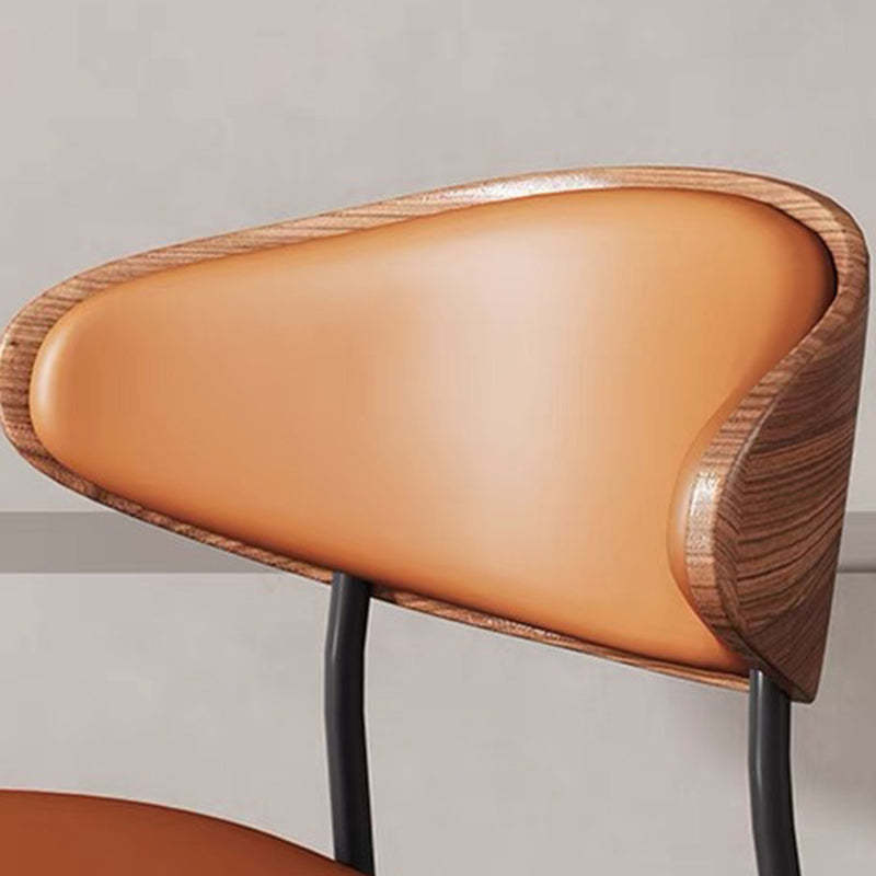 Retro PU Wood Metal Curved Dining Chair