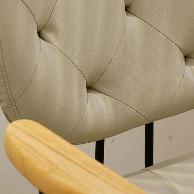 Minimalist Leather Wood Steel Armchair