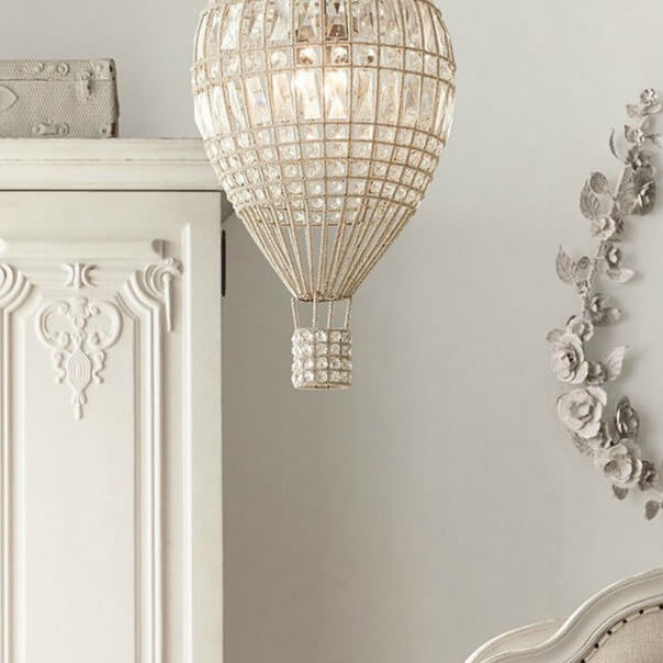 French Vintage Hot Air Balloon Crystal Chandelier