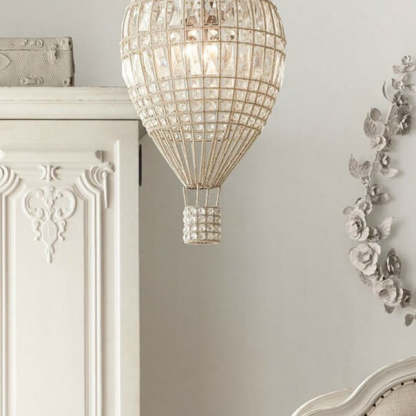 French Vintage Hot Air Balloon Crystal Chandelier