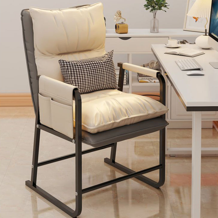 Minimalist Rectangular Leather Steel Armchair
