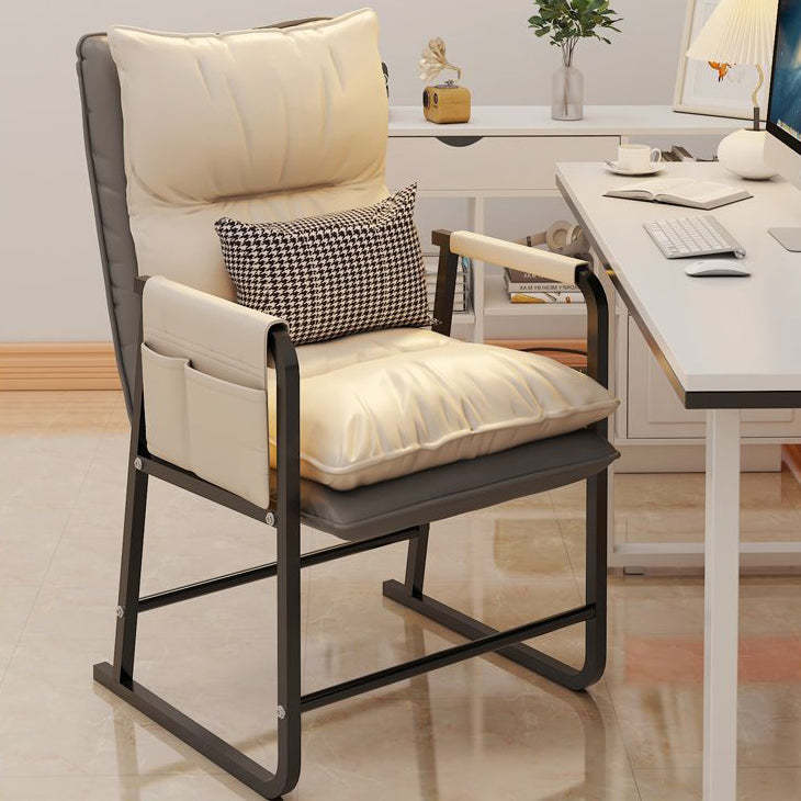 Minimalist Rectangular Leather Steel Armchair