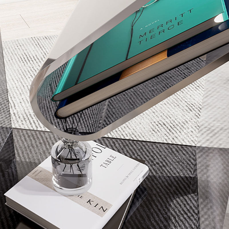 Minimalist Square Acrylic 2-Tier End Table