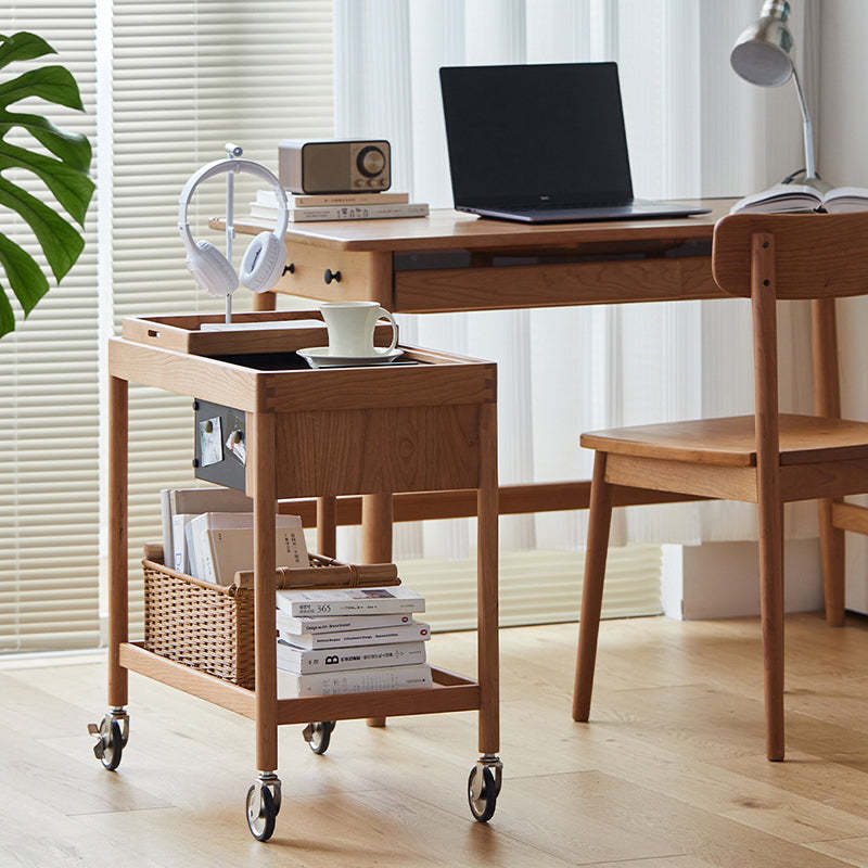 Scandinavian Wood Glass 2-Tier Coffee Table
