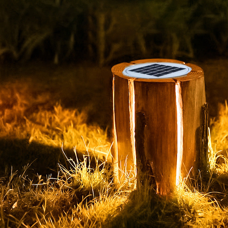 Modern Art Deco Solar Iron Resin Tree Stump LED Light