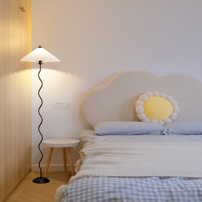 Vintage Pleated Fabric Floor Lamp