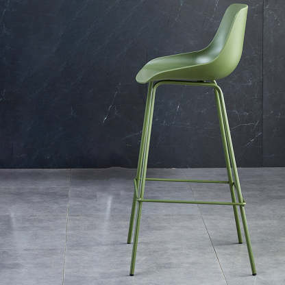 Minimalist curved green bar & counter stools in metal fabric