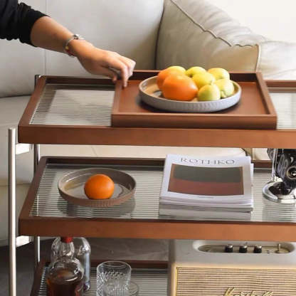 Minimalist Steel Glass Wood End Table