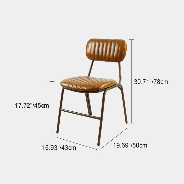 Industrial Leather Iron Striped Dining Chair — Blue