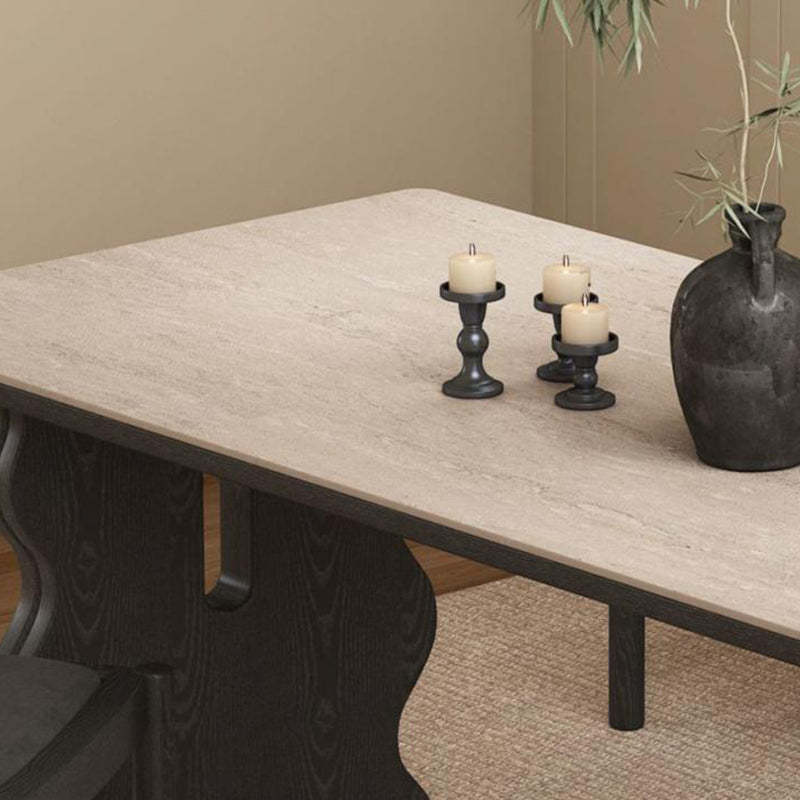 Retro Wave Wood Slate Dining Table