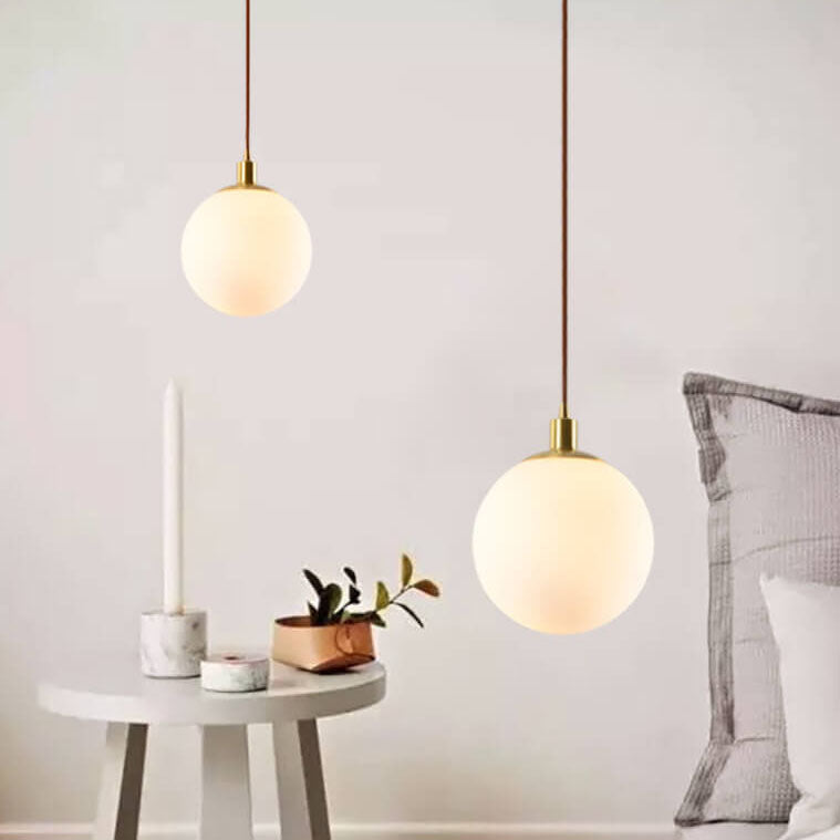 Nordic Minimalist White Orb Pendant Light