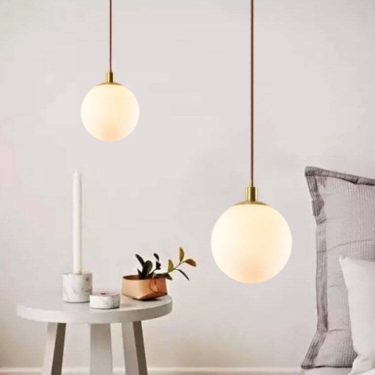 Nordic Minimalist White Orb Pendant Light