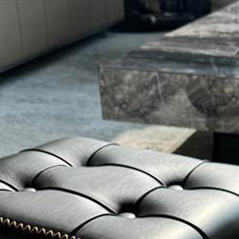 Modern Leather Upholstered Portable Footstool