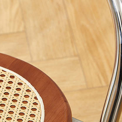 French Imitation Rattan Wood Foldable Round Dining Chair