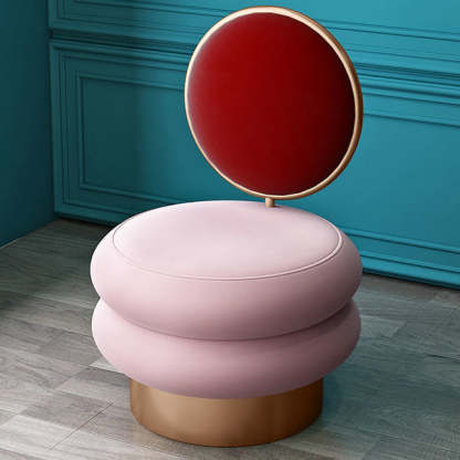 Round Fabric Iron Vanity Stool