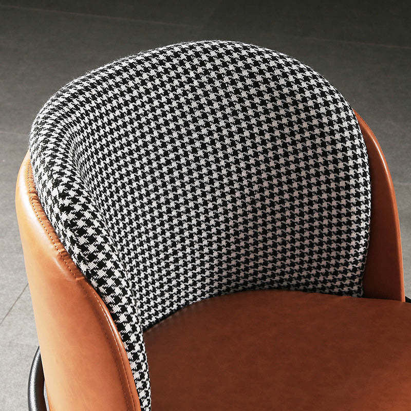 Vintage Leather Metal Dining Chair — Gray