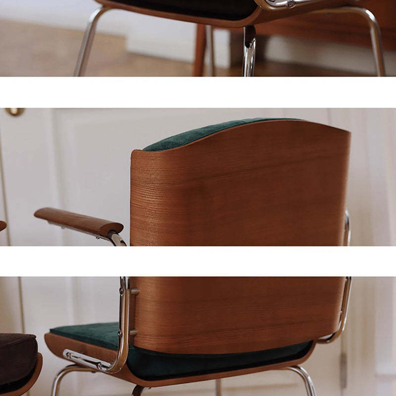 Vintage Wood Plated Iron Dining Chair — White