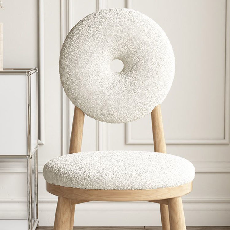 Scandinavian Lambswool Wood Iron Vanity Stool — Green