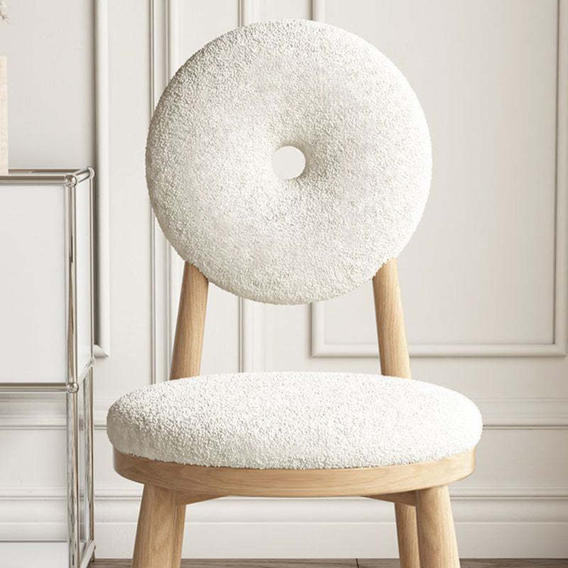 Scandinavian Lambswool Wood Iron Vanity Stool — Green