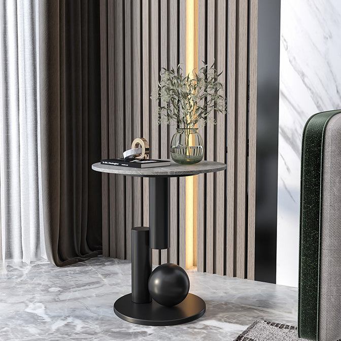Luxury Rock Slab Geometric Base End Table