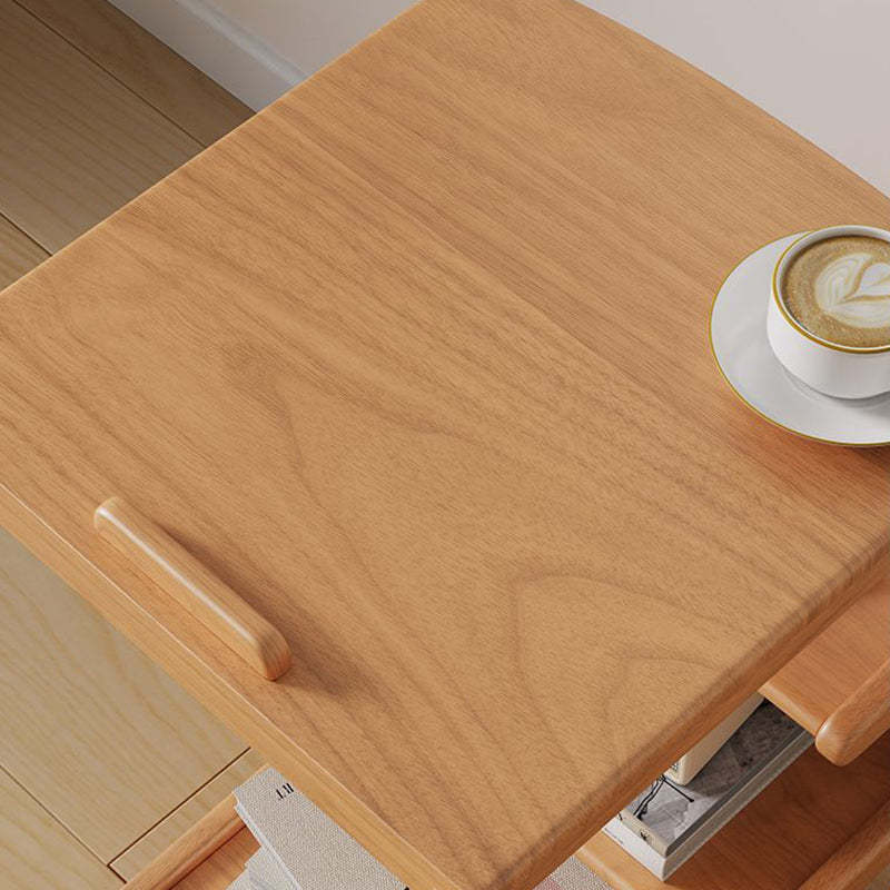 Japanese Wood Flip Cover 4-Tier End Table