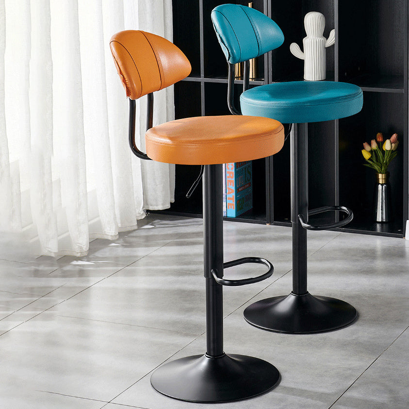 Modern Fabric Iron Semicircular Counter Stool — High / Dark Gray / Chrome