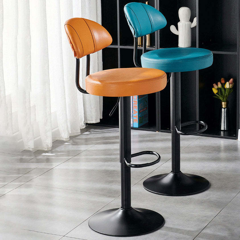 Modern Fabric Iron Semicircular Counter Stool — High / Dark Gray / Chrome