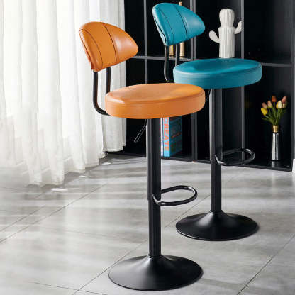 Modern Fabric Iron Semicircular Counter Stool — High / Dark Gray / Chrome