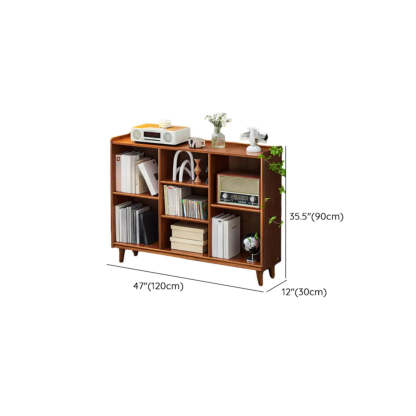 Brown Wood Rectangular Wide Bookcase
