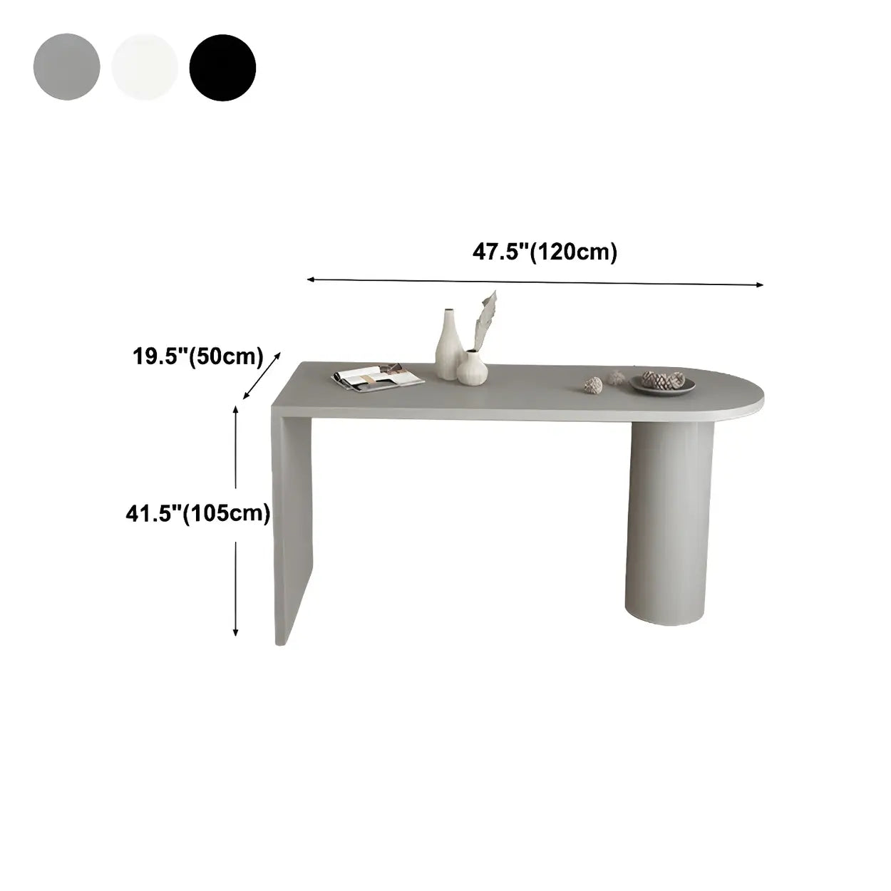 Modern Gray Oval Metal Wood Bistro Bar Table — Grey / Table Only
