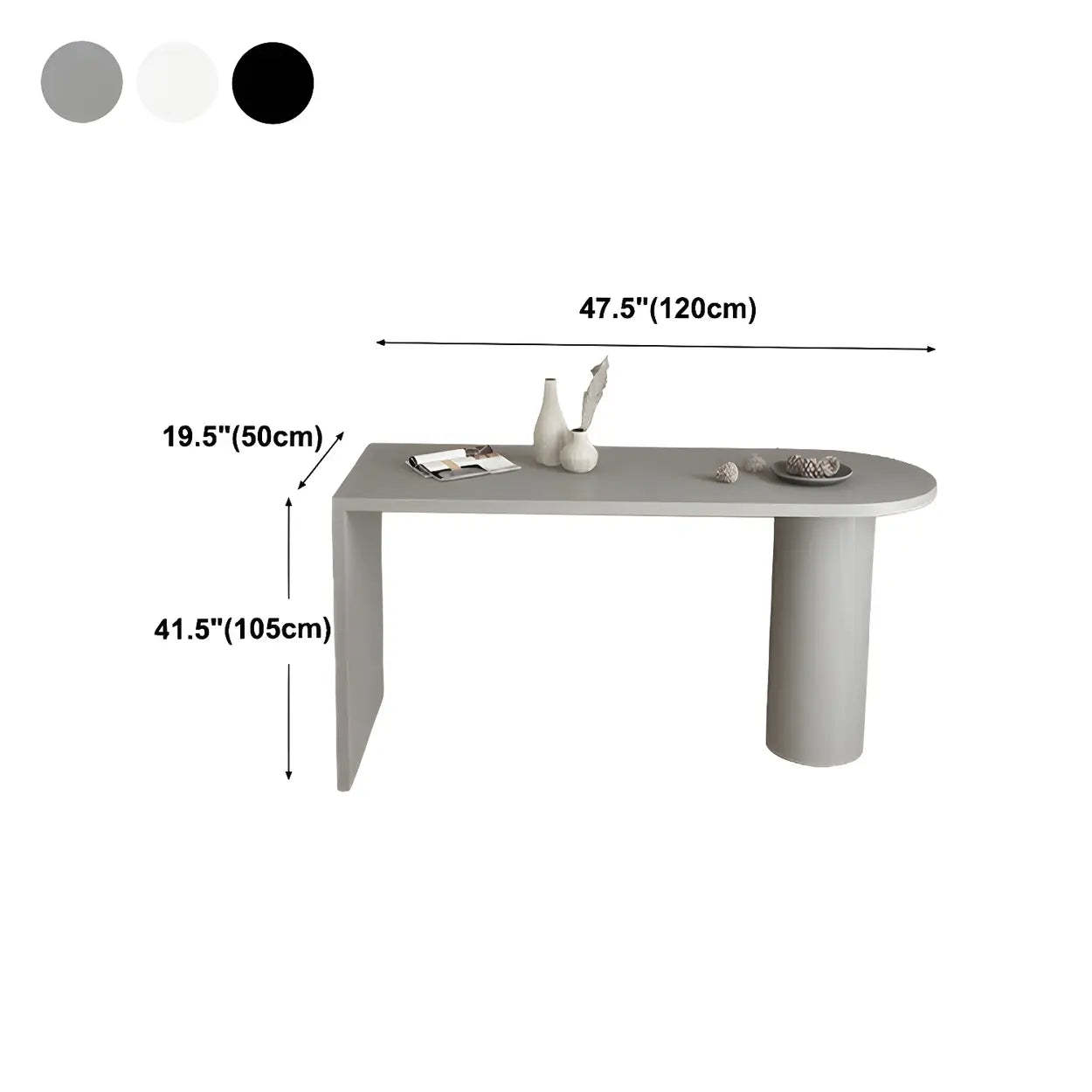 Modern Gray Oval Metal Wood Bistro Bar Table — Grey / Table Only