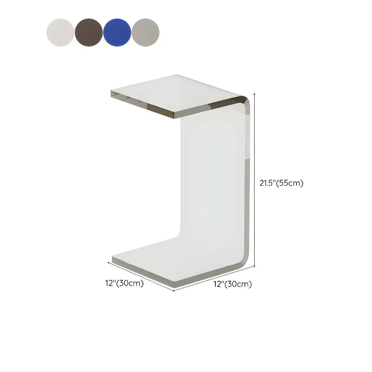 Acrylic C-Shaped Square Side Table — Clear-Grey / 1