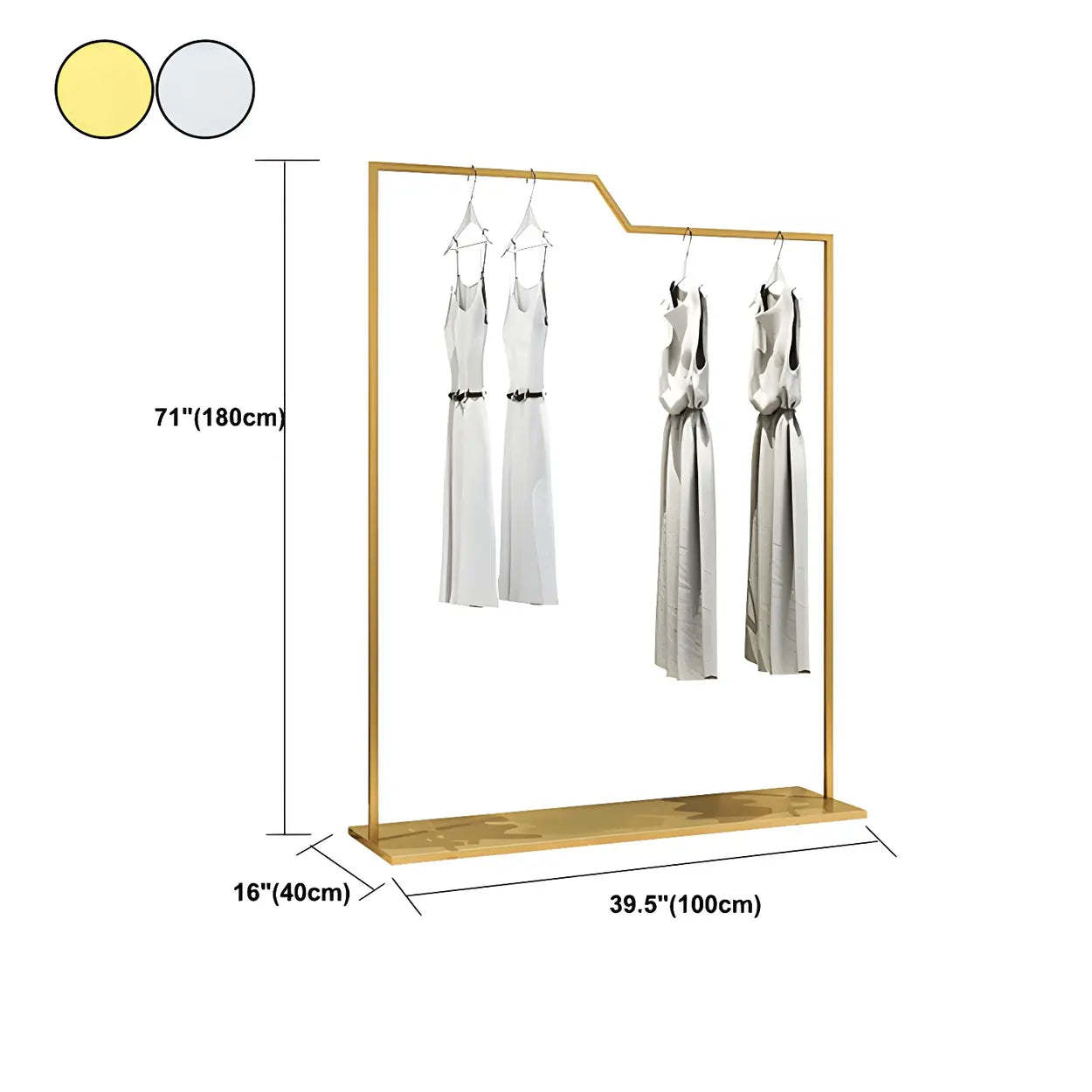 Rectangular Silver Metal Freestanding Coat Rack — Silver