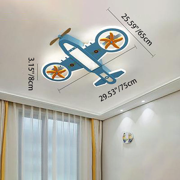 Cartoon kids aircraft blue acrylic ceiling fans, Lighom