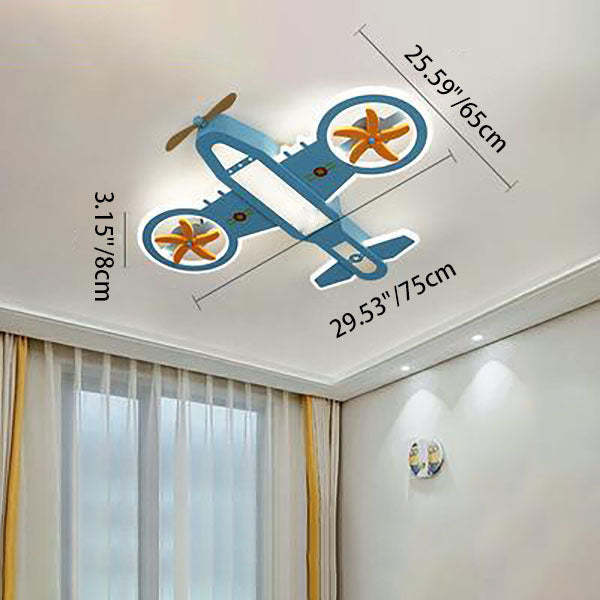 Cartoon kids aircraft blue acrylic ceiling fans, Lighom