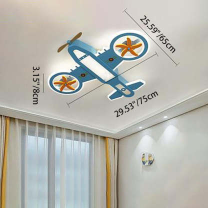 Cartoon kids aircraft blue acrylic ceiling fans, Lighom
