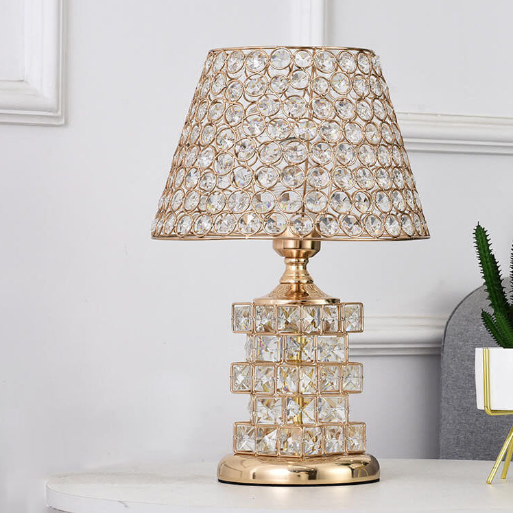 Nordic Luxury Crystal Cone Geometric Table Lamp — Push Button Switch / C / 110V-120V For US/CA