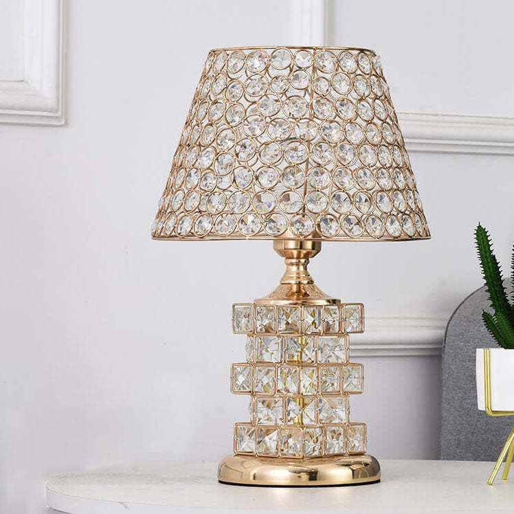 Nordic Luxury Crystal Cone Geometric Table Lamp — Push Button Switch / C / 110V-120V For US/CA