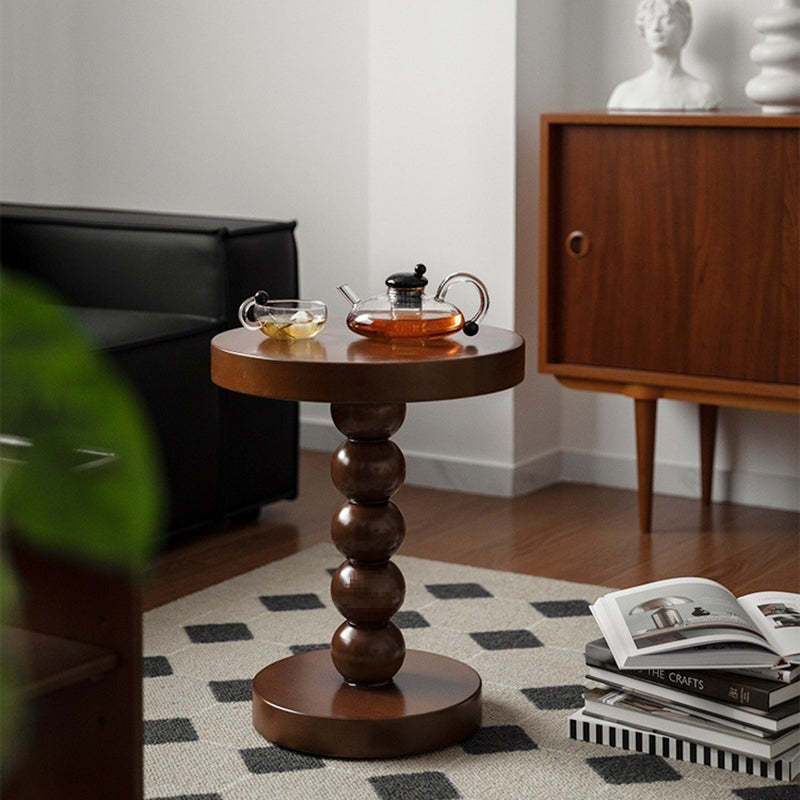 Vintage Round Beaded Wooden Coffee Table