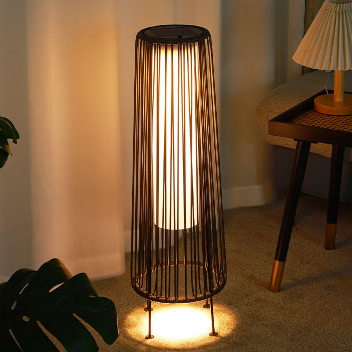 Modern Solar Trapezoidal Iron Rattan Wicker LED Light