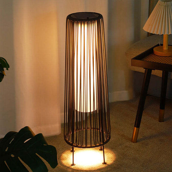 Modern Solar Trapezoidal Iron Rattan Wicker LED Light