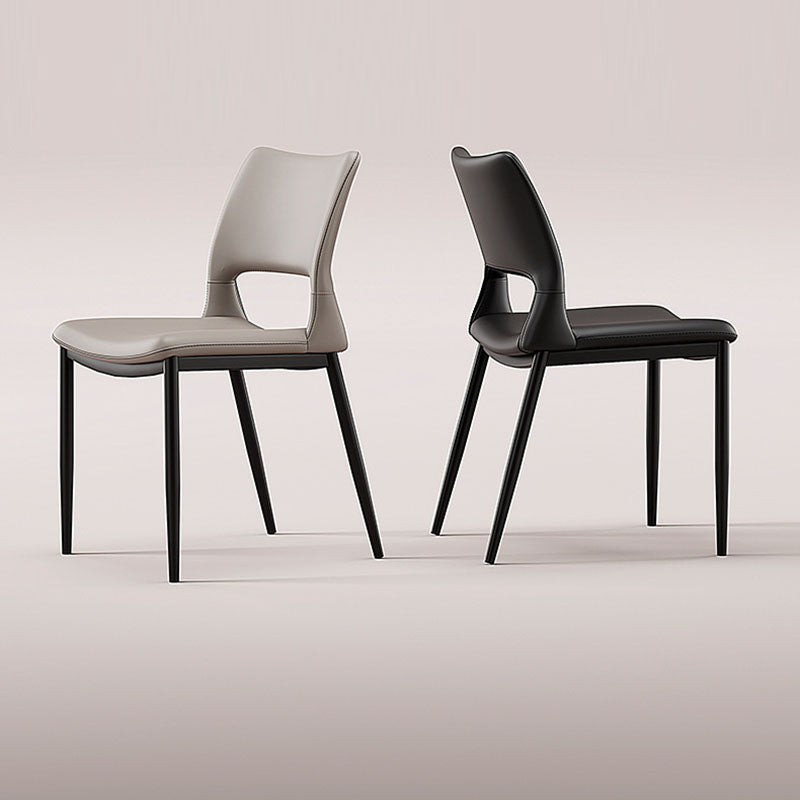 Nordic Curved Leather Hollow Square Dining Chair
