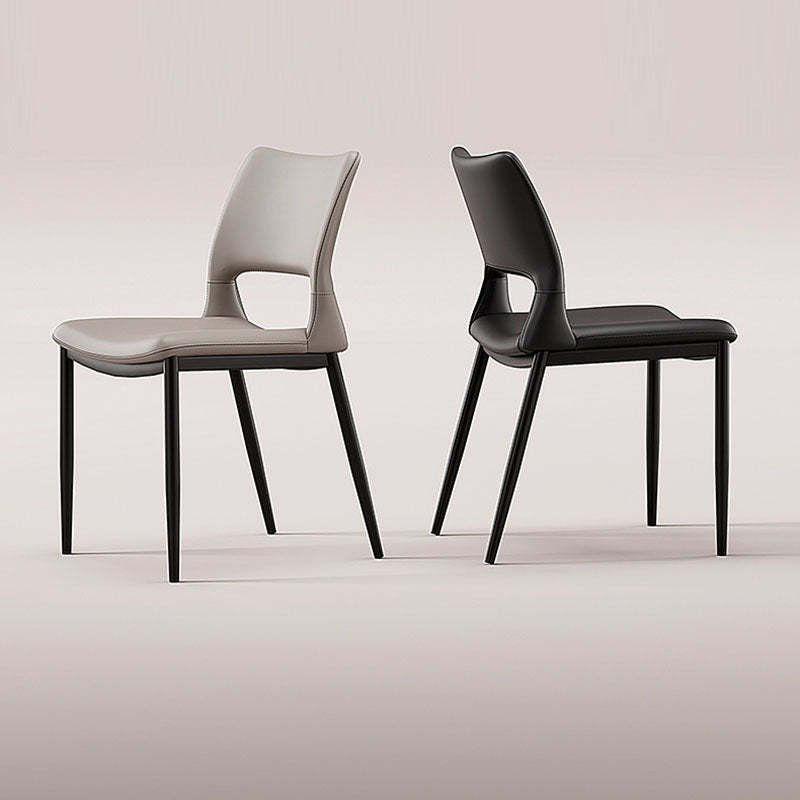 Nordic Curved Leather Hollow Square Dining Chair